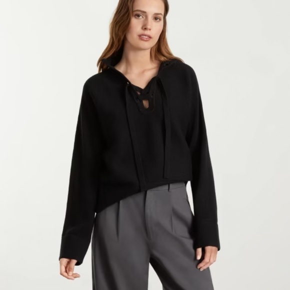 Everlane lace up smock sweater black - Picture 1 of 7